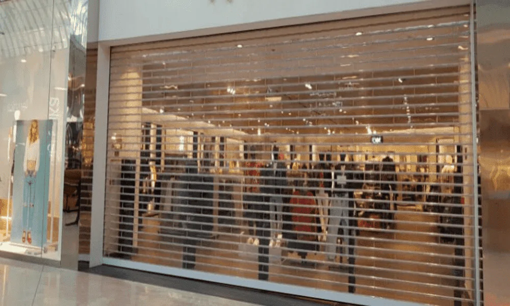Rideau métallique à lames transparentes