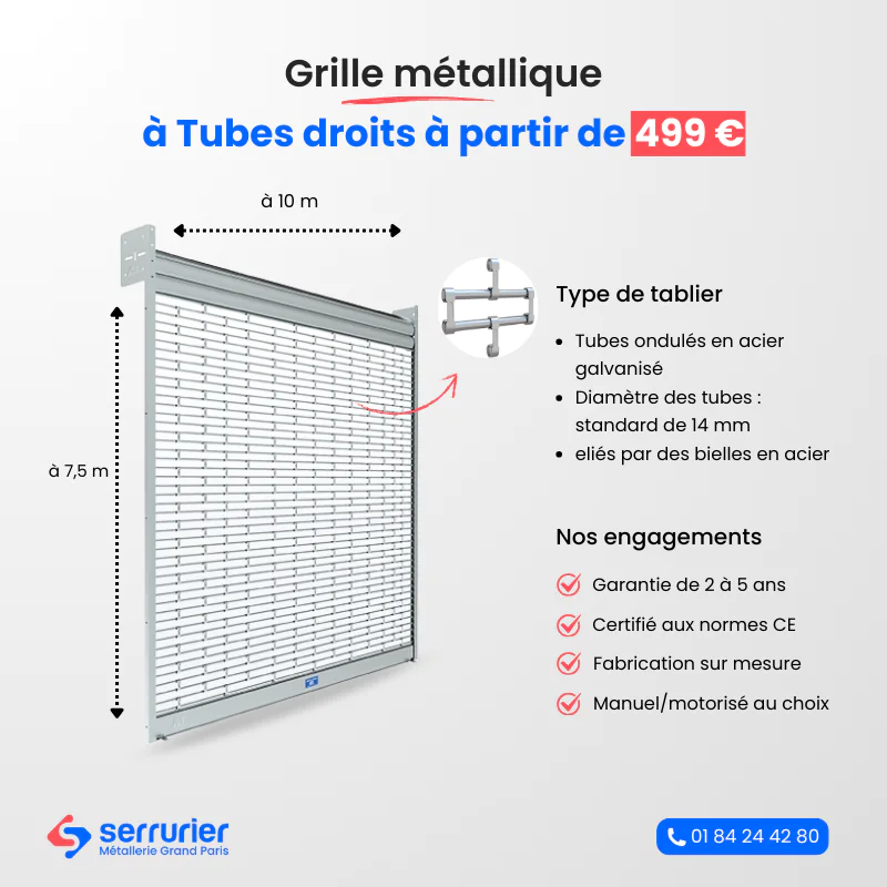 Grille métallique à tubes droits