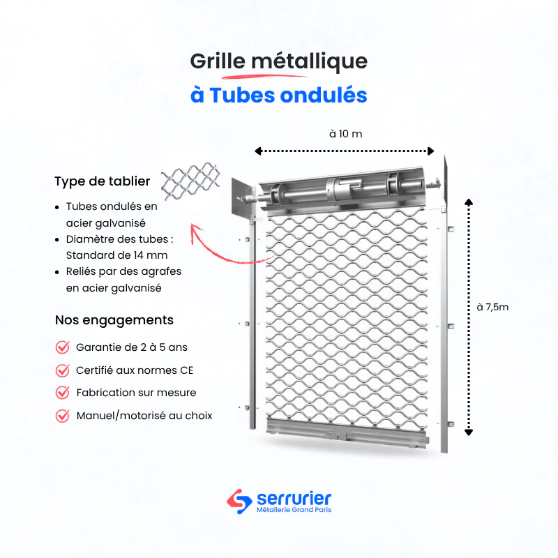 Grille métallique à tubes ondulés