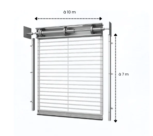 Rideau métallique lames transparentes en polycarbonate