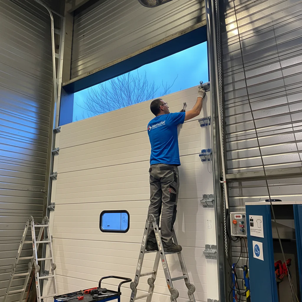 Pose porte sectionnelle industrielle sur mesure