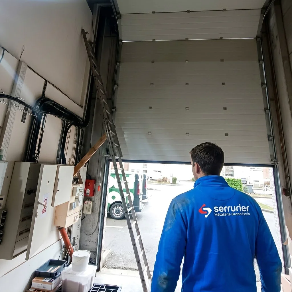 Déblocage porte sectionnelle industrielle bloquée à mi-course Draveil - technicien MGParis