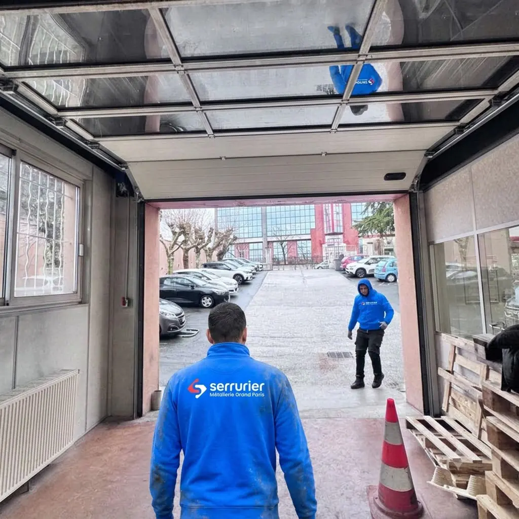 Deblocage porte sectionnelle industrielle vitrée Yerres - Technicien MGParis