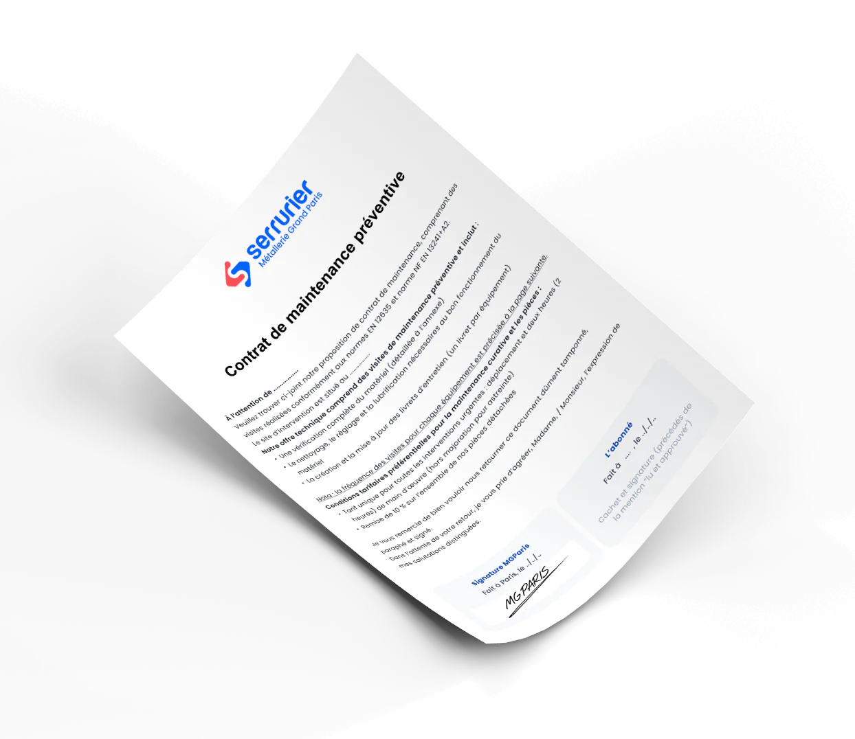 Contrat d'entretien porte industrielle