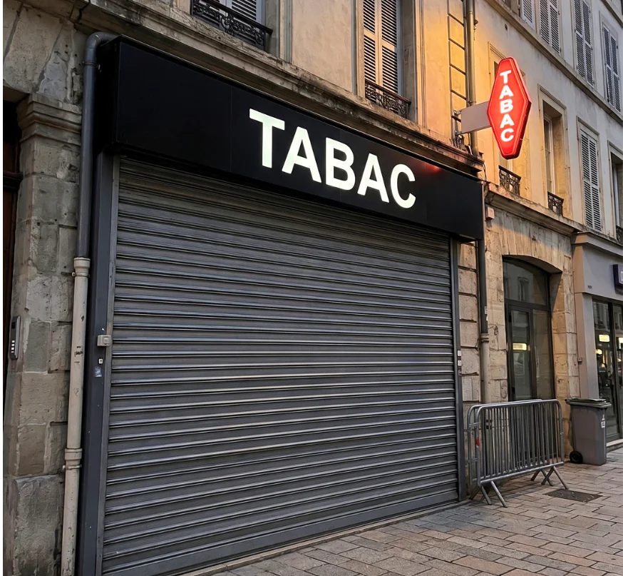 Rideau métallique bureau de tabac subventionné par l’État