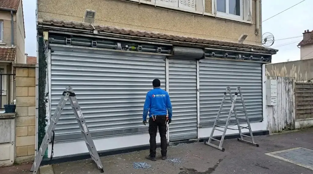 Changement axe rideau métallique rue Saint-Laurent Lagny-sur-Marne