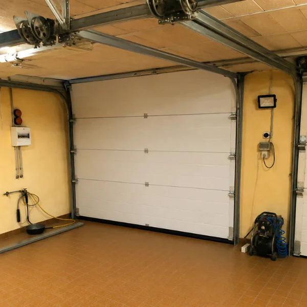 Garage équipé d'une porte sectionnelle motorisée et de ses rails : réparation à Mérobert
